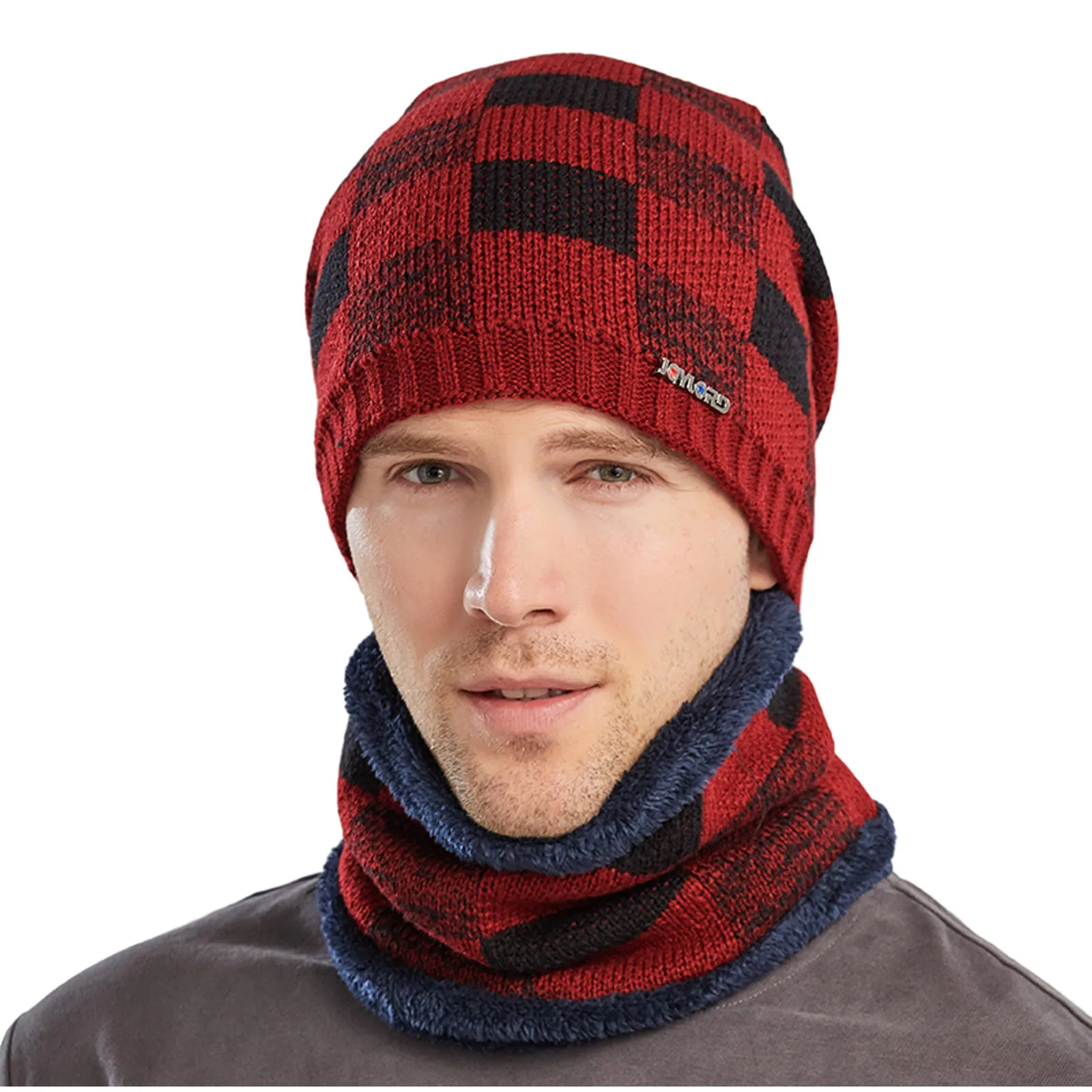 

Men's Winter Hats For Men Trendy Plaid Hat Winter Windproof Thick Knitted Hat Outdoor Warm Cycling Windproof Ear Mask Wool