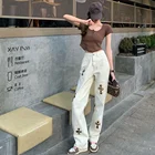 Уличная одежда, корейские модные женские прямые мешковатые брюки с завышенной талией Y2k, универсальные повседневные белые джинсовые брюки