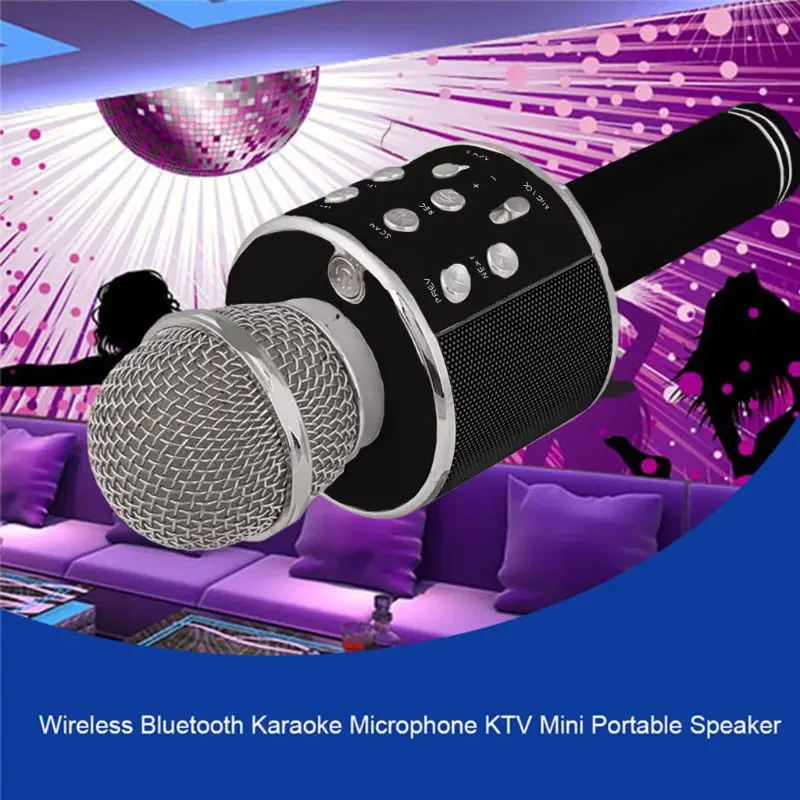 WS858 беспроводной Bluetooth караоке микрофон стерео KTV USB динамик плеер Новинка|Детали