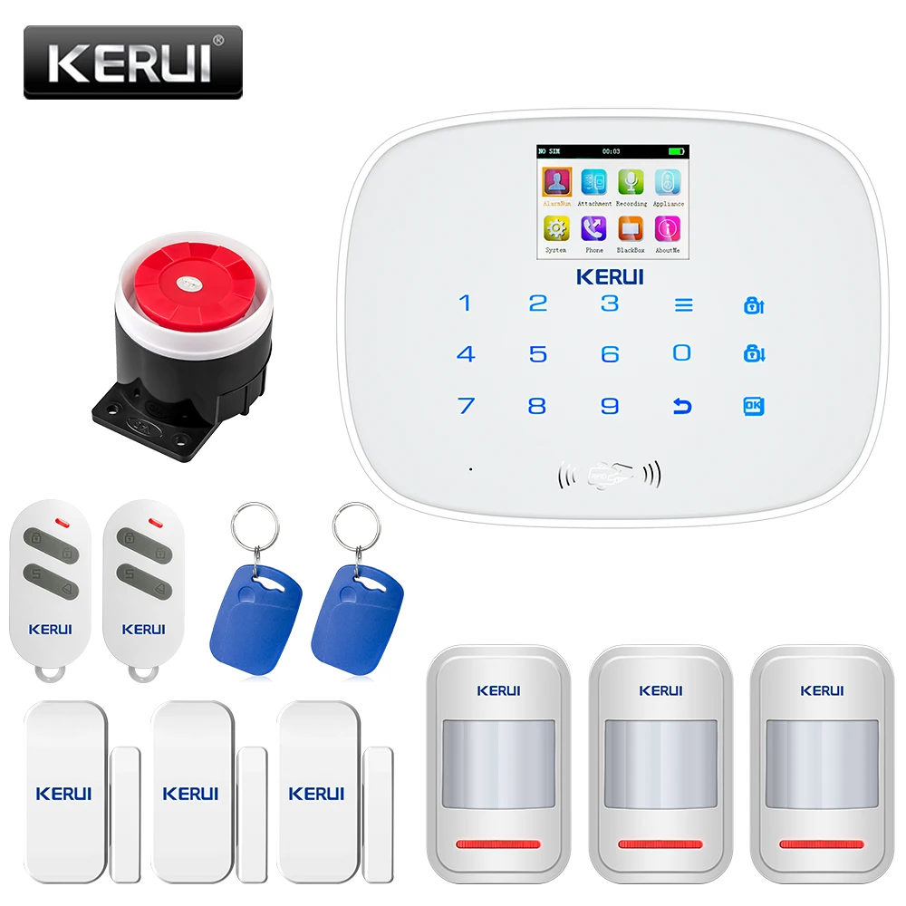 Домашняя сигнализация KERUI W193 TFT цветной экран сенсорная кнопка GSM WIFI Поддержка 3G