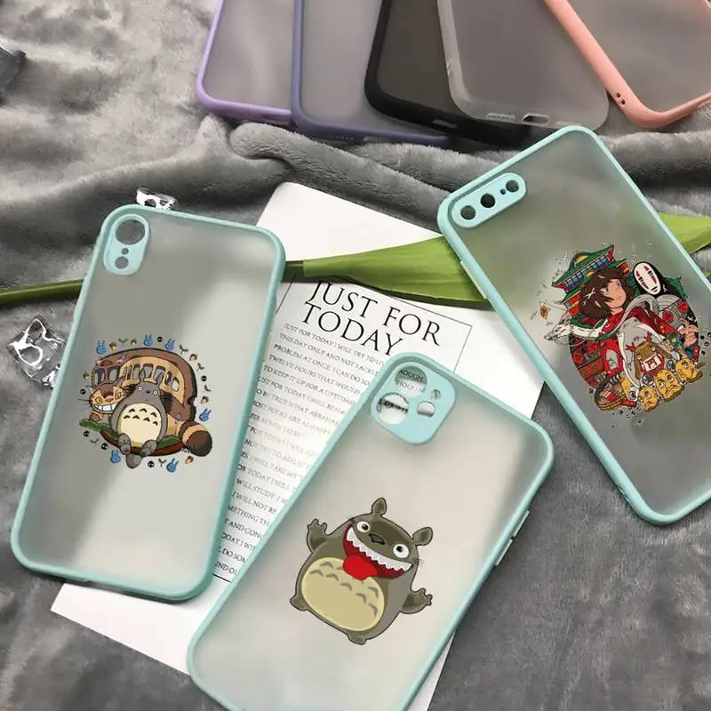 

anime My Neighbor Totoro Phone Case matte transparent For iphone 7 8 11 12 plus mini x xs xr pro max cover