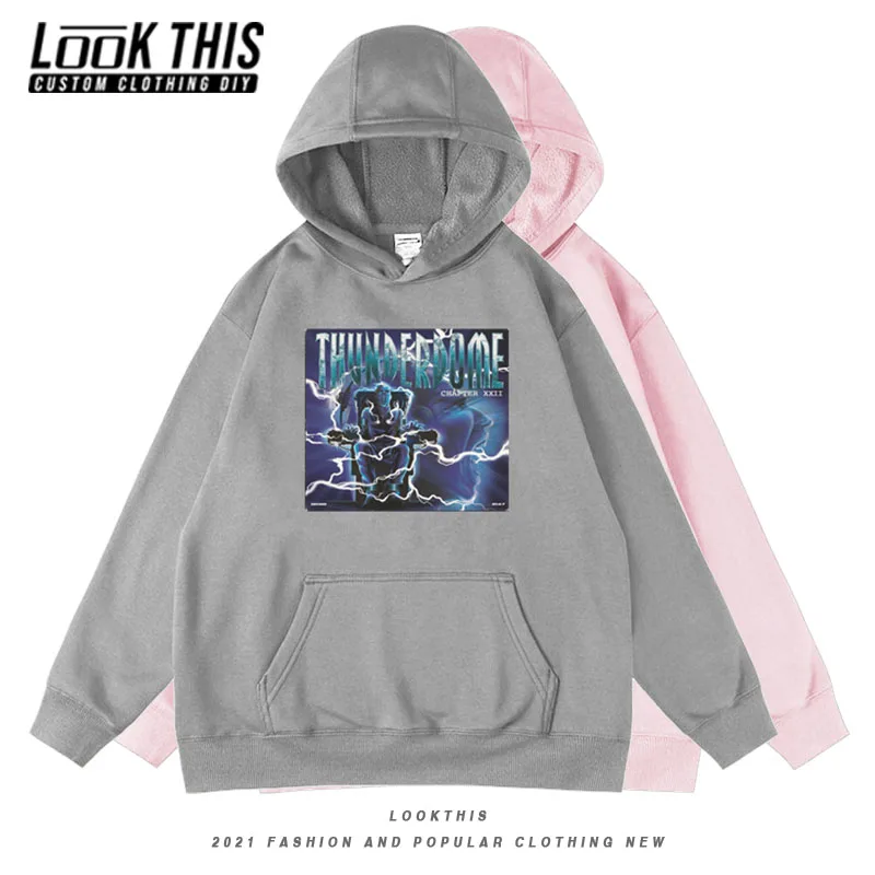 

Мужские толстовки с капюшоном Thunderdome, уличная одежда для мальчиков, толстовка с капюшоном и надписью аниме, топы с длинным рукавом, популярн...
