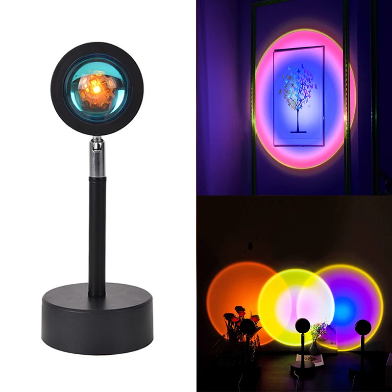 

Sun Projection Desk Lamp for Bedroom Bar Coffee Store Wall Decoration Lighting USB Rainbow Sunset Red Projector Led Night Light