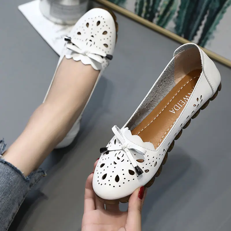 New 2021 Hot High Top Casual Shoes Women Cute Sweet Comfy Leather Loafers Autumn Flats Tenis Feminino Mother Walking Footwear