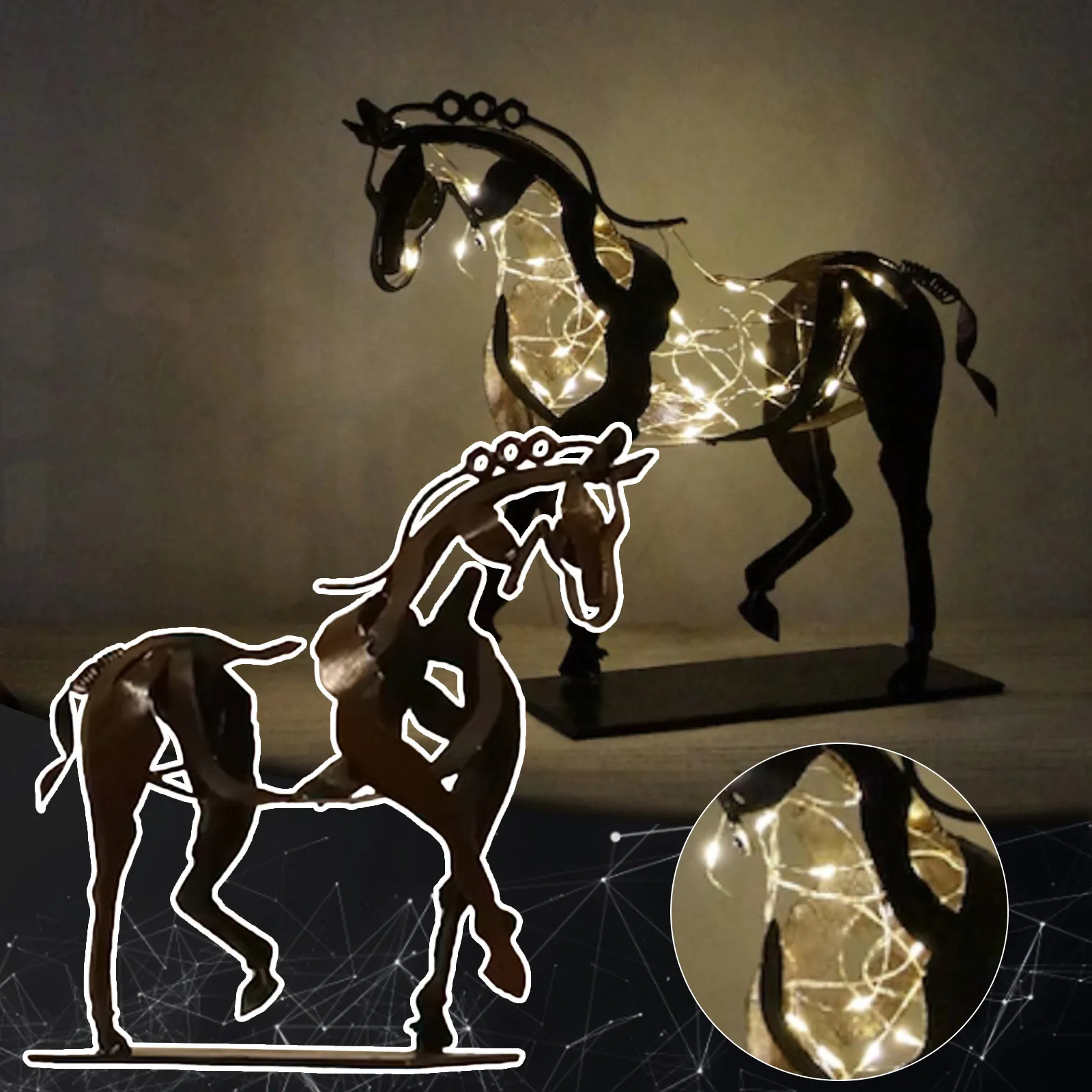 New Modern And Abstract Design Horse Sculpture Artwork Figurine Home DecorationQuality Handmade Without string lights# | Дом и сад