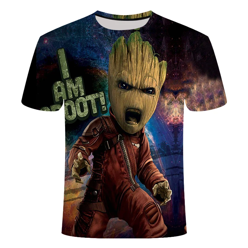 

Superhero Groot Baby Flower Pot Movie Galaxy T-shirt Guardian Summer New 3D Printing Men Fashion Pop Personality Casual T-Shirt