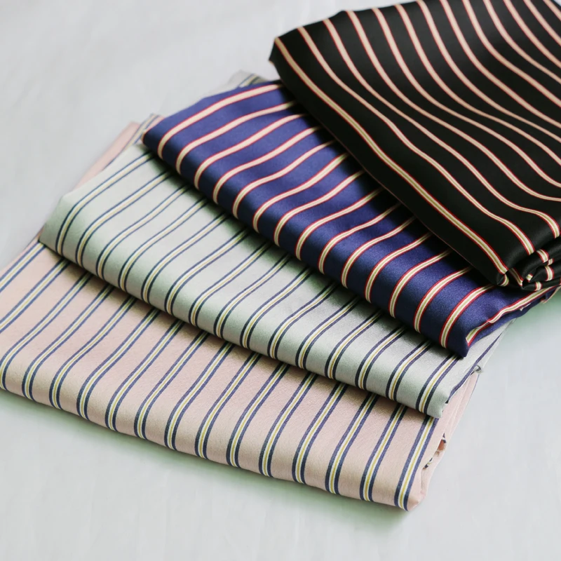 Мягкий Шелковый шармёз метр текстиль рубашка ткань для сна полосатая ткань|striped