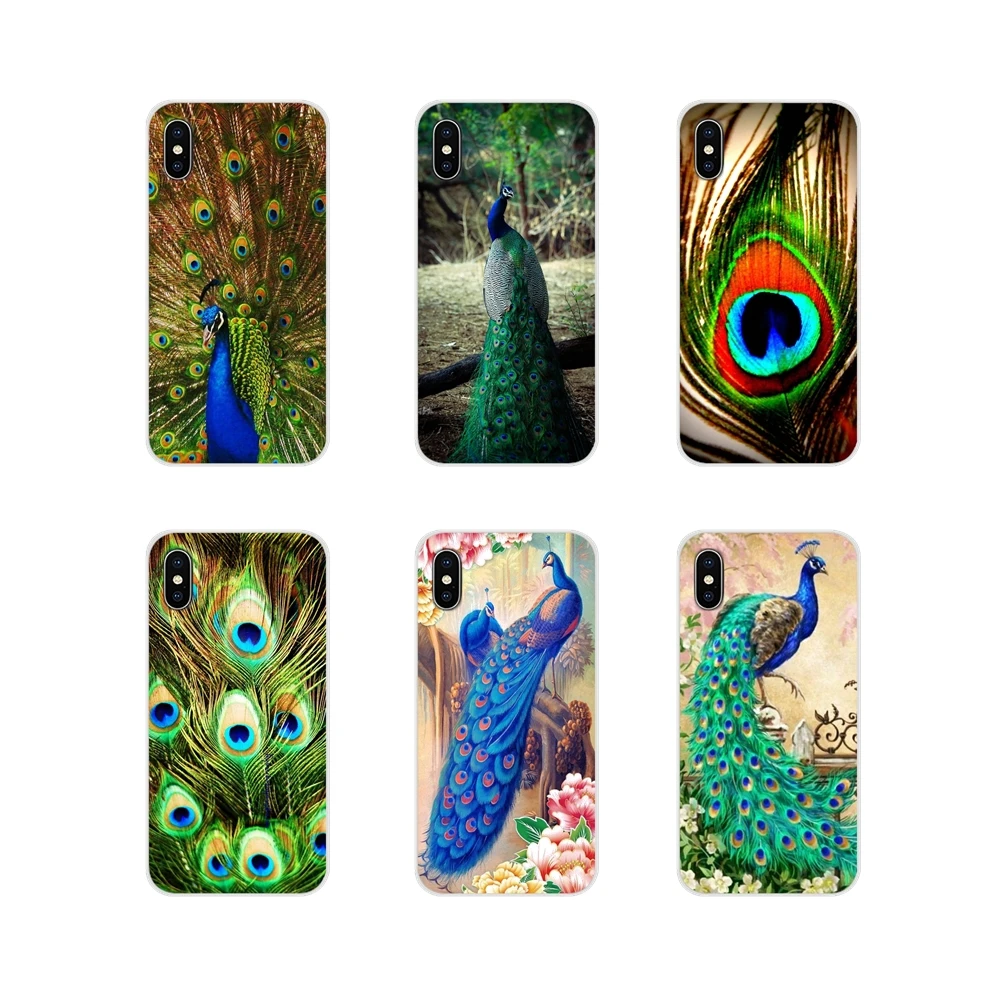 Мягкий чехол из ТПУ с красивыми синими зелеными перьями павлина для Xiao mi 4 5 5S 6 A1 A2
