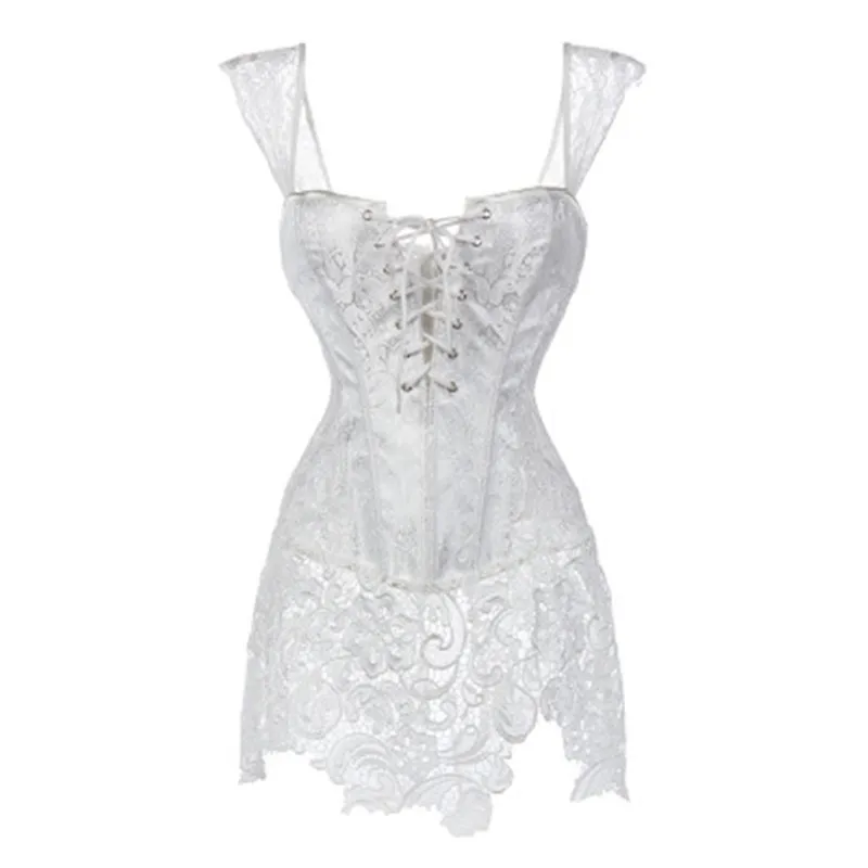 Sexy Women Corset Gothic Bustier Halloween Costume Top Body Shaper Waist Trainer Patchwork Cross Ties
