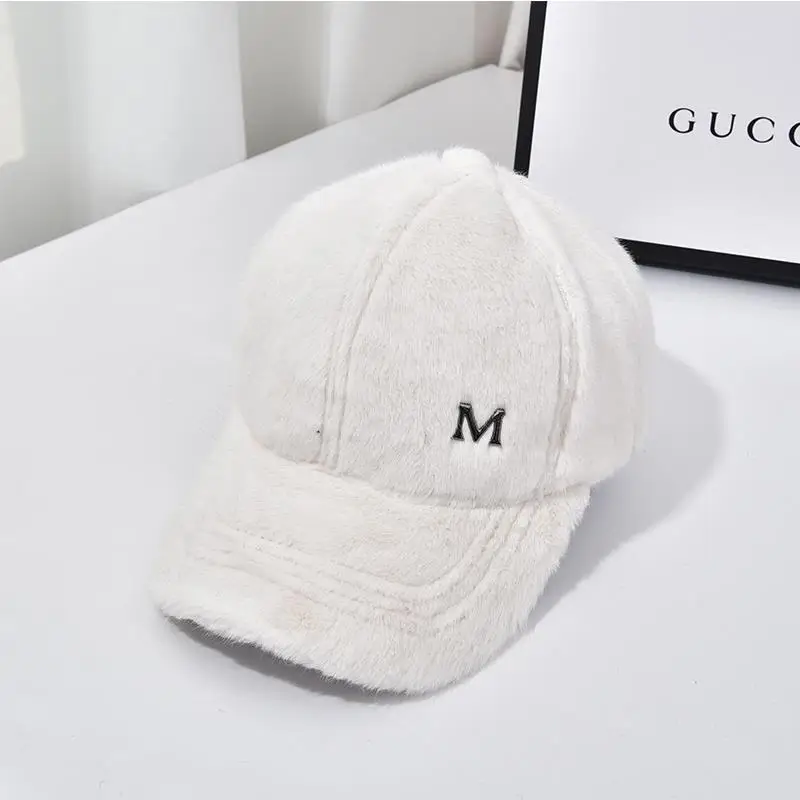 

COZOK Women's Autumn and Winter Baseball Cap Pure Rabbit Fur Outdoor Fashion Decoration Female Hat Female Ponytail Baseball Cap