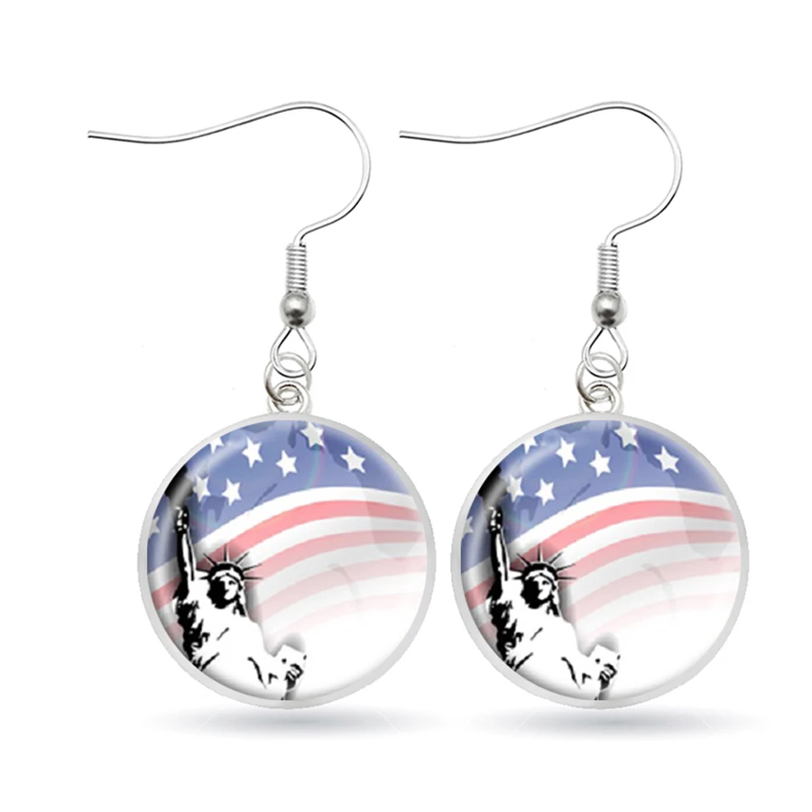 USA National Flag Earrings United States America Emblem Tinplate Dangle Personalized Custom Jewelry Aretes | Украшения и