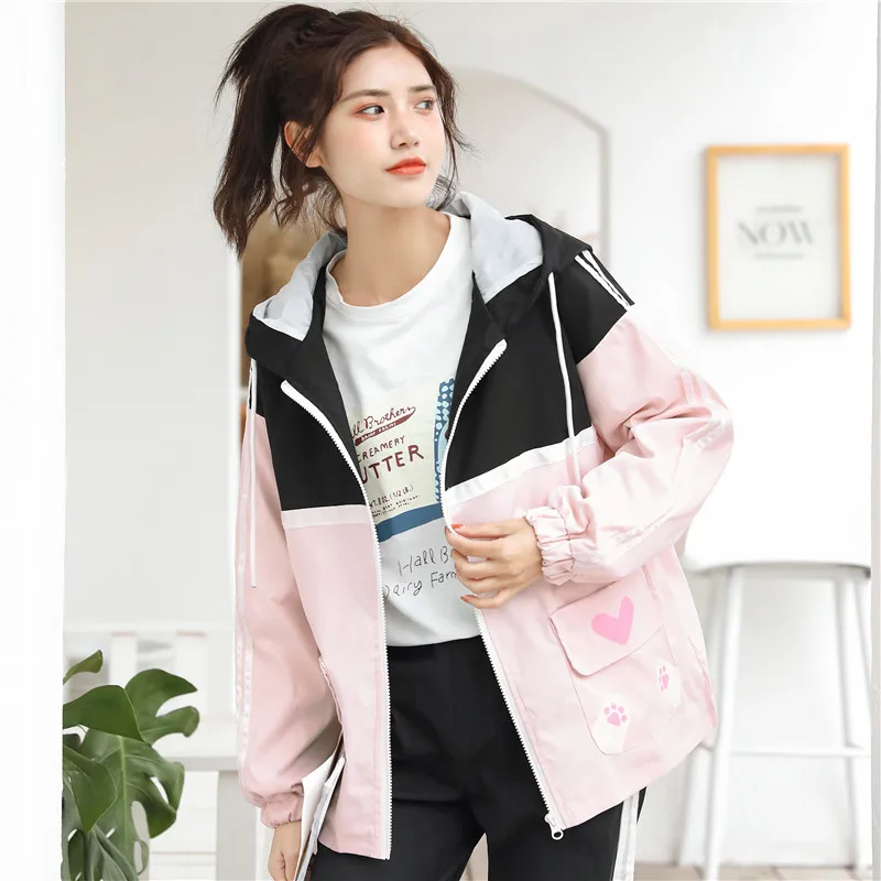 Повседневная Женская куртка с капюшоном Корейская шикарная bf для инструментов