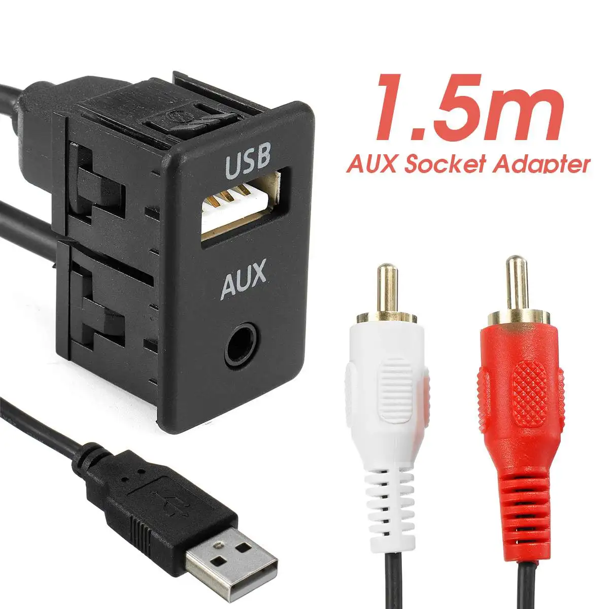

USB 1,5 м 3,5 мм стерео кабель AUX гнездо до 2 RCA Мужской автомобиль Лодка Mot утапливаемое крепление ABS автомобильные электроники аксессуары