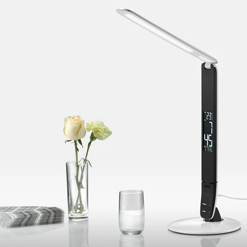 10 Вт Светодиодный настольный светильник 3 класса яркость с портом Chagre ЖК-дисплей Время Календарь Температура для офиса гостиная спальня прикроватная