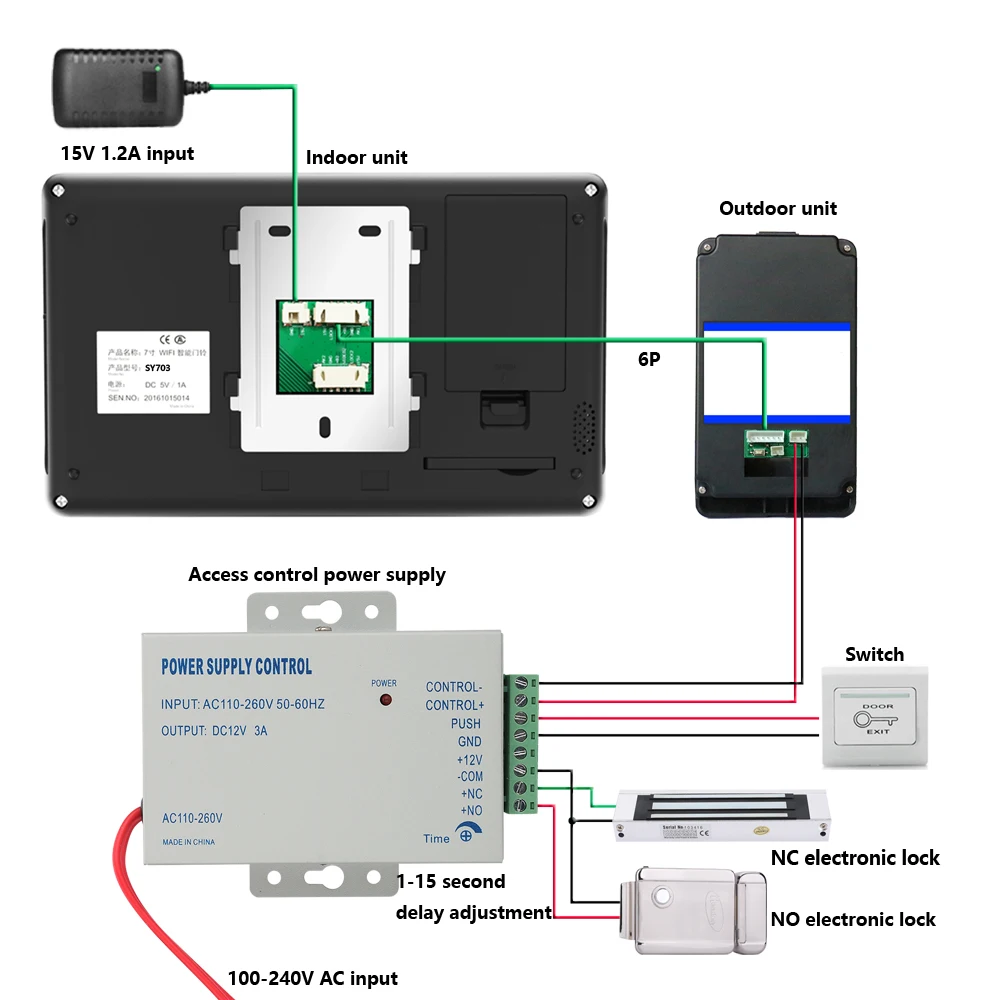 7" wired WiFi Video Door Phone Kit with ID Keyfobs + Electric Lock Power Supply+ Exit for villa Doorbell video Inte | Безопасность и