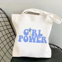 shopper girl power printed kawaii bag harajuku women shopping bag canvas shopper bag girl handbag tote bag shoulder lady bag