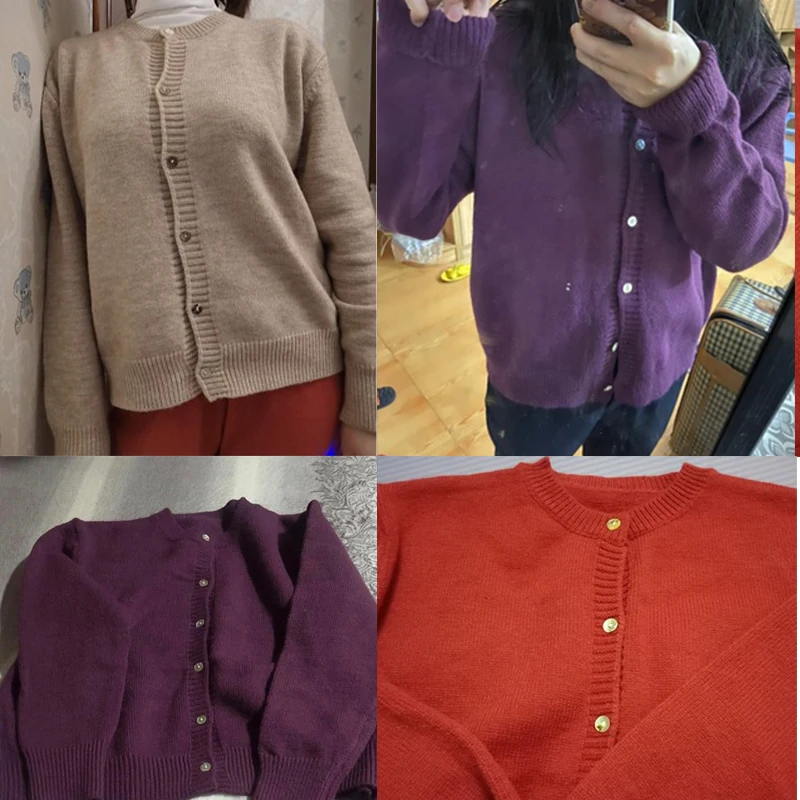 Кардиган женский однотонный винтажный свитер на пуговицах хлопковая Пастельная
