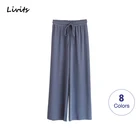 Женские укороченные брюки, эластичные шелковые брюки до щиколотки, свободные пикантные повседневные корейские брюки с широкими штанинами, SA0717