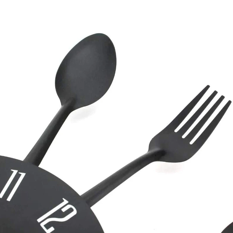 

Timelike Kitchen Wall Clock 3D Modern Creative Cutlery Kitchen Spoon Fork Wall Clock Mirror Wall Decal Wall Sticker Home Decor