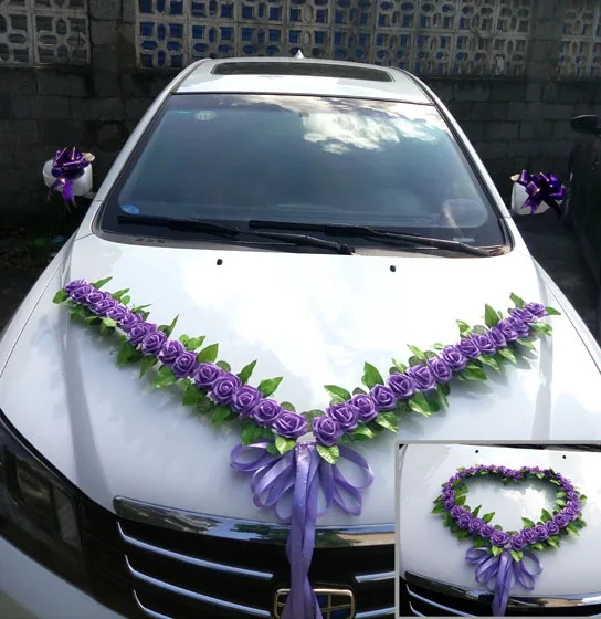 Свадебное украшение для автомобиля набор аксессуаров с цветами на руль