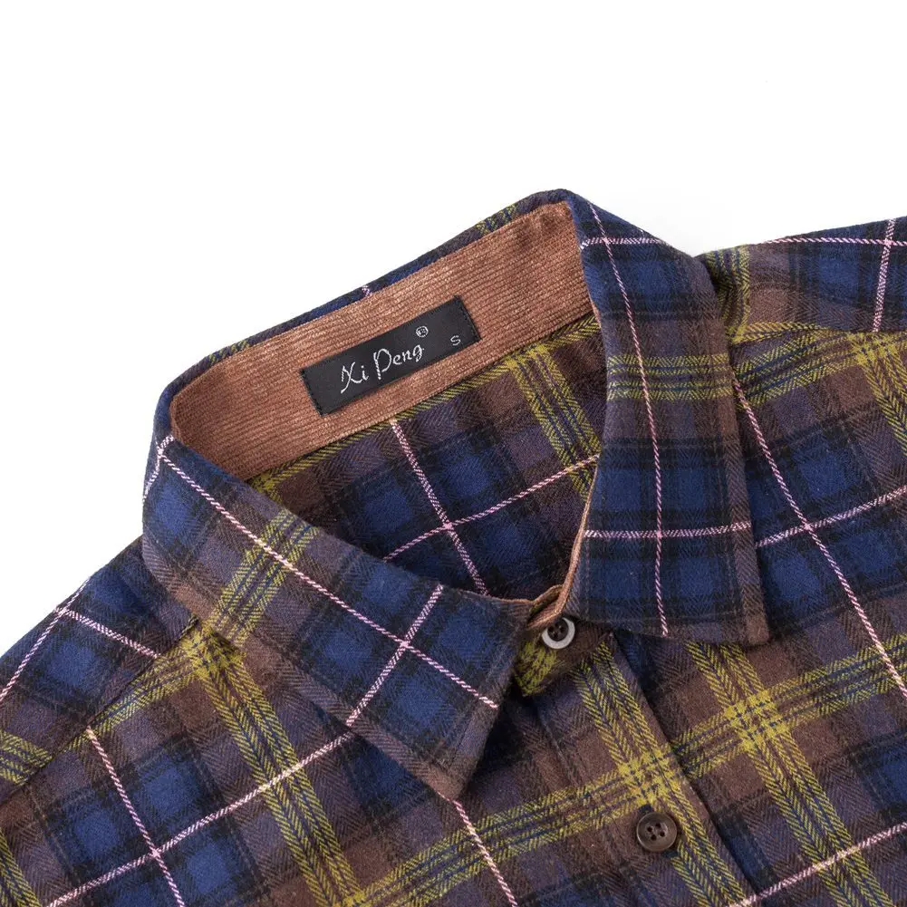 Рубашка мужская хлопковая флисовая в клетку, повседневная классическая с длинным рукавом, с двойным карманом, Корейская рубашка от AliExpress WW