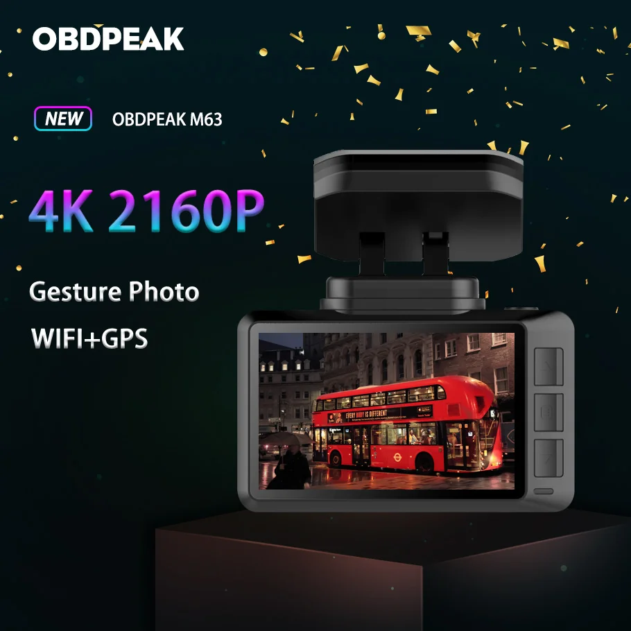 Видеорегистратор OBEPEAK 4K встроенный GPS с координатами скорости Wi Fi G sensor 24 часа