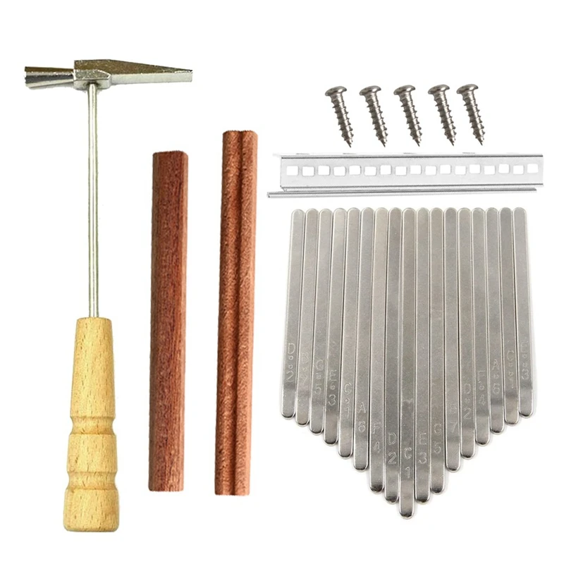 

17 Keys Kalimba DIY Parts Key Thumb Piano Bridge Tuning Hammer Kit Accessories for Music Lovers Maker Tool