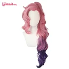 Парик для косплея L-email LoL Seraphine KDA, Длинные розовые смешанные фиолетовые парики для косплея с конским хвостом, термостойкие синтетические волосы для игр