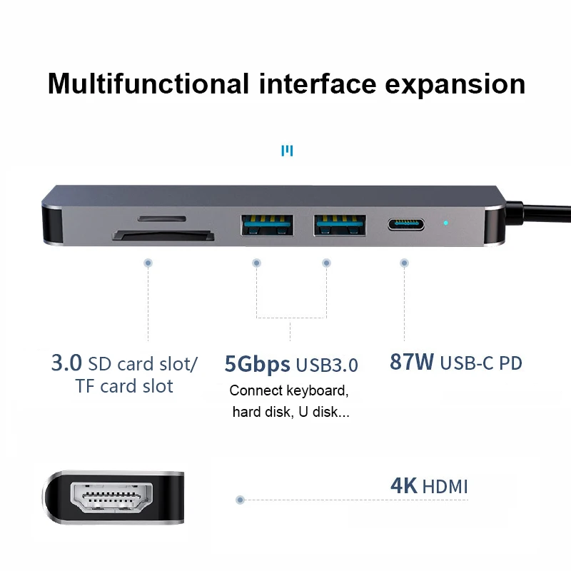 Тип C к HDMI-совместимый концентратор USB PD 87W док-станция 3 1 сплиттер USB-C аксессуары