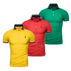 Мужская хлопковая рубашка-поло, Однотонная рубашка-поло с коротким рукавом и вышивкой оленя, модная рубашка-поло с жирафом, Новинка лета 2019