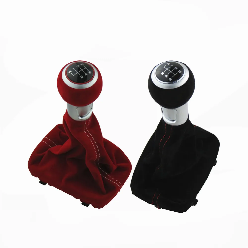 

For Audi A3 S3 2001 2002 2003 Black Red 6 Speed Suede Leather Complete Gear Shift Knob Boot Cover Gaiter