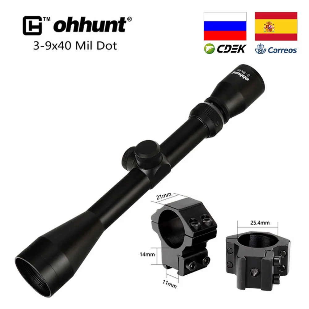 Ohhunt 4X32 3-9X40 4-16X40 6-24X50 винтовка Сфера провода охотничий прицел 1 дюймов оптический прицел тактический прицелы для стрельбы - Цвет: with Dovetail Ring