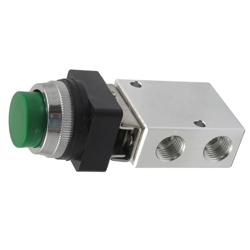 JM-322PPL 13mm Thread 2 Position 3 Way Green Push Button Air Mechanical Valve | Обустройство дома