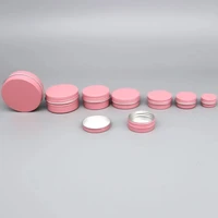 5 60ml pink aluminum cans metal round tin box screw thread tea canister storage container for food cream balm wax cosmetics