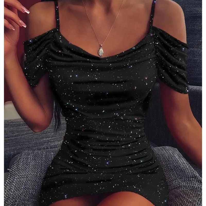 

New Arrival Elegant Sexy Women Dress 2020 Summer Slash Neck Crystal Bodycon Dress for Women