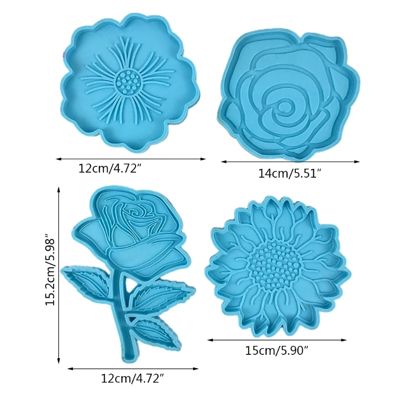 

Flower Shaped Coaster Epoxy Resin Mold Cup Mat Pad Silicone Mould DIY Crafts Decorations Casting Tools