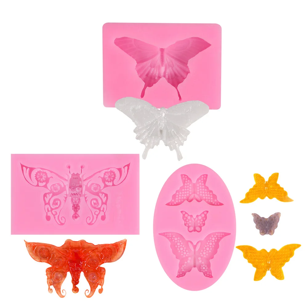 

3D Butterfly Shaped Chocolate Mold DIY Baking Gummy Cake Decoration Accessories 3 Shapes Butterfly Silicone Mold 7.7*5cm