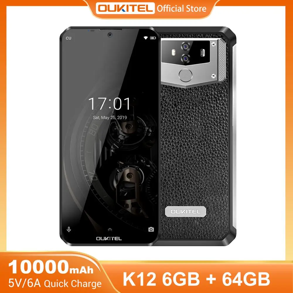 Мобильный телефон OUKITEL K12 смартфон на Android 9.0 6 3-дюймовый экран 19.5:9 MTK6765 ГБ ОЗУ 64 ПЗУ