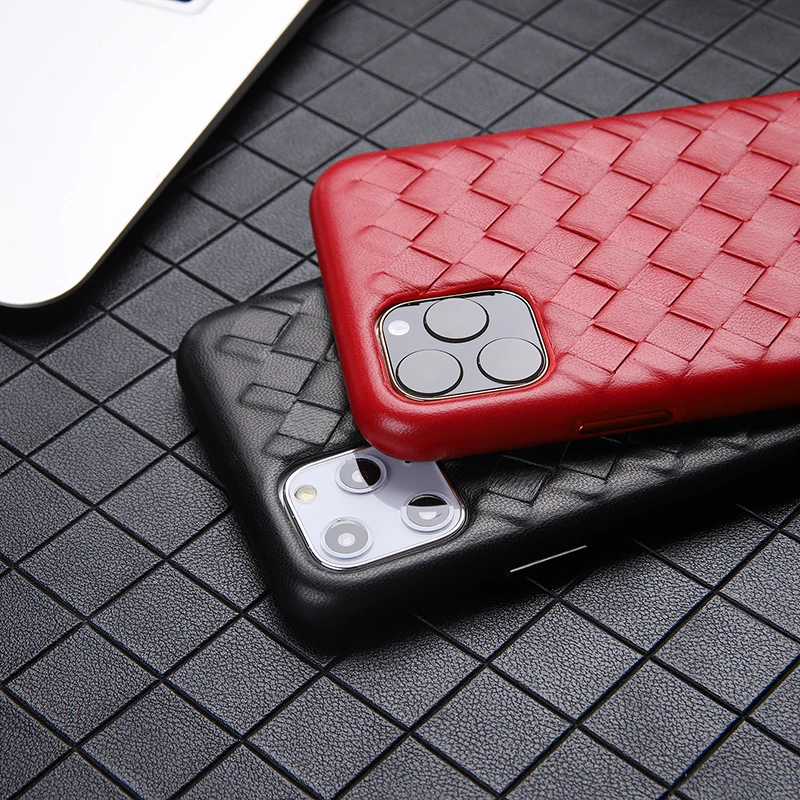 4 цвета для iPhone 11 Pro Max настоящий натуральный Овчина натуральная кожа чехол для телефона овчина задняя крышка крест ткачество металлическая кнопка