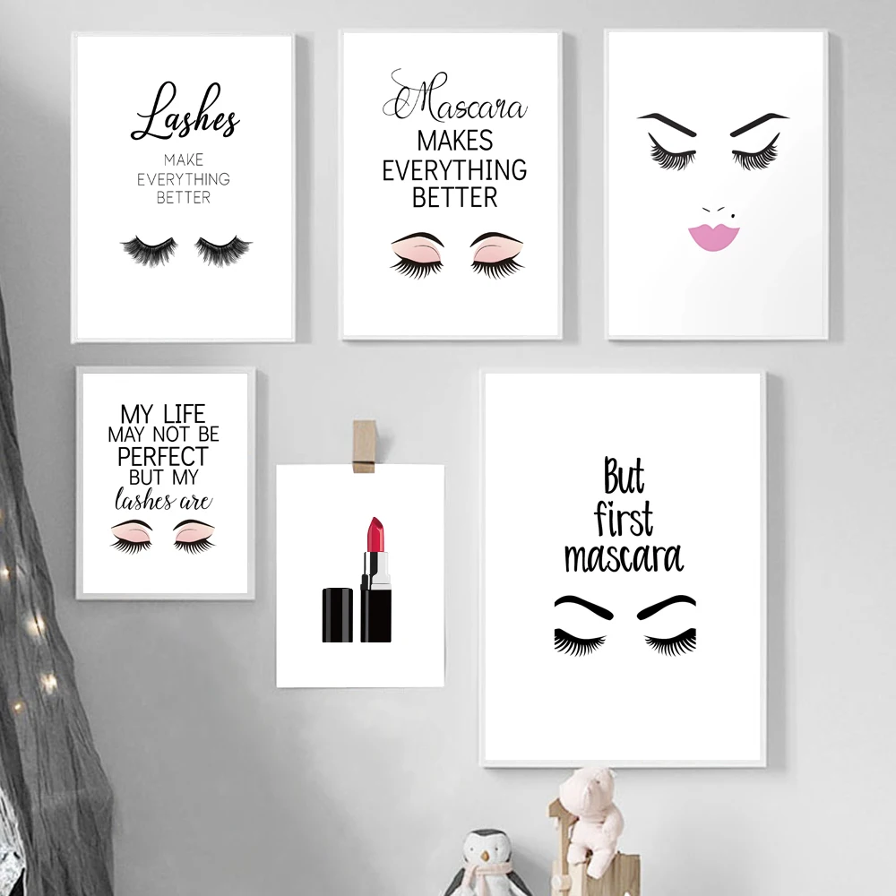 Модульный постер с рисунком из холста скандинавский настенный HD модный ресниц и