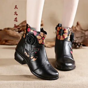 2022 New Arrival 100% Real Fur Classic Mujer Botas Waterproof Genuine Cowhide Leather Plush Boots Winter Shoes for Women