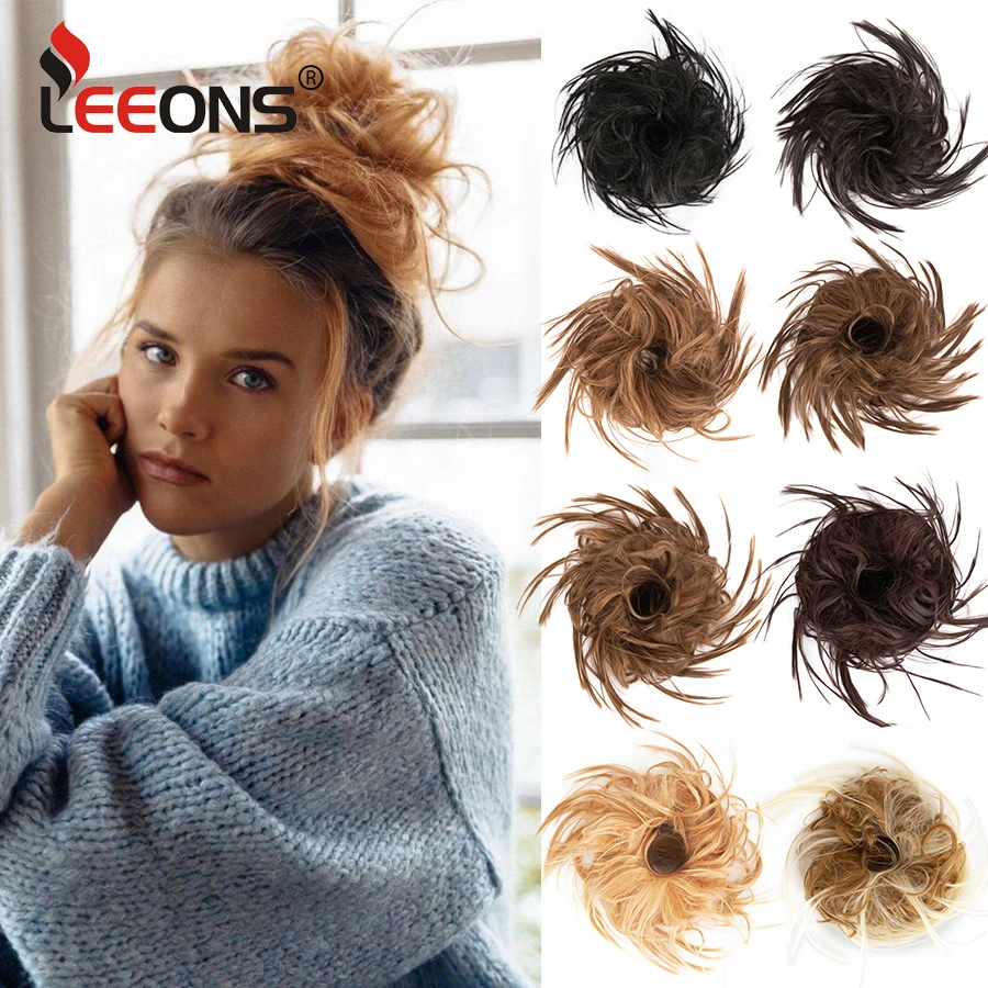 

Synthetic Messy Scrunchie Chignon Ponytail Short Straight Messy Hair Bun Extension Stretch Hairpieces With Elastic Rubber Band