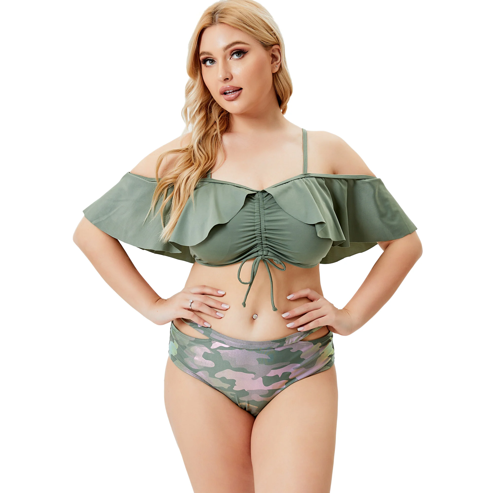 

Women Tankini Set Plus Size Swimwear Printed Two Piece Swimsuits Tummy Control Tankini Modest Bathing Suits with Boyshort