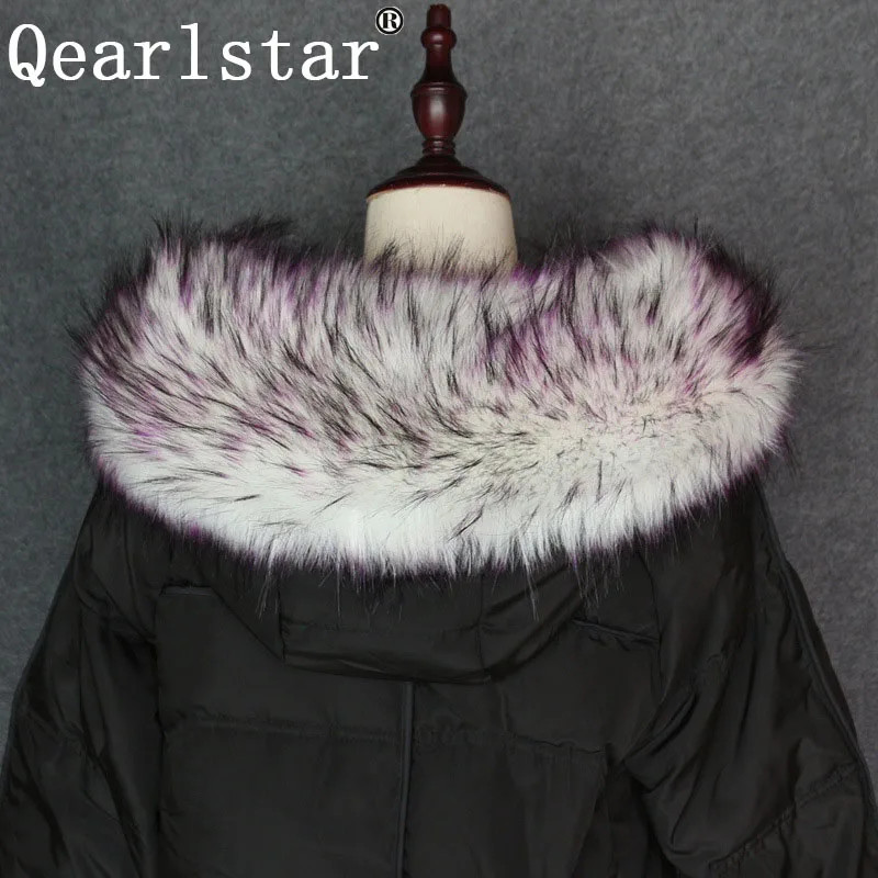 Qearlstar женский меховой воротник высокого качества модные роскошные супер большие