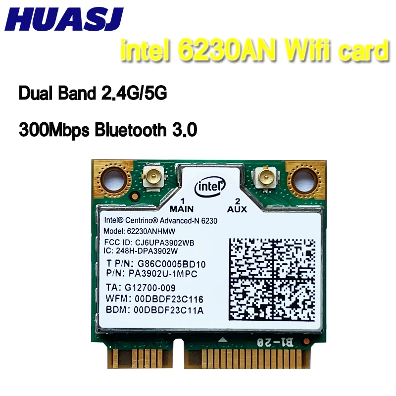 HUASJ для Intel Centrino Advanced-N 6230 6230AN 6230ANHMW 300 Мбит/с PCI-E BT3.0 62230ANHMW беспроводная карта