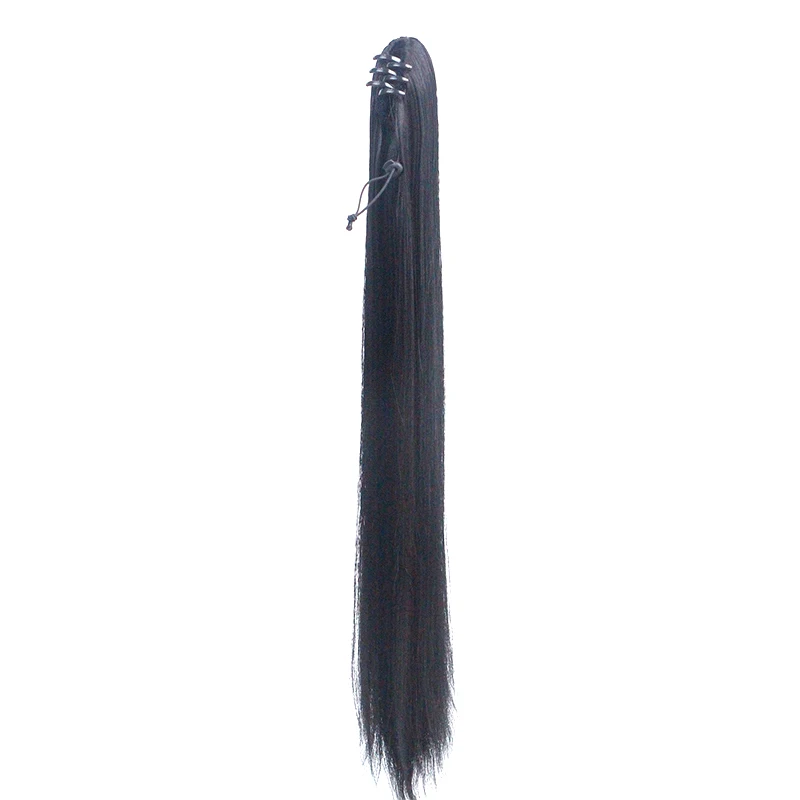 Длинные черные волосы 60 см с зажимами для конского хвоста украшение волос в