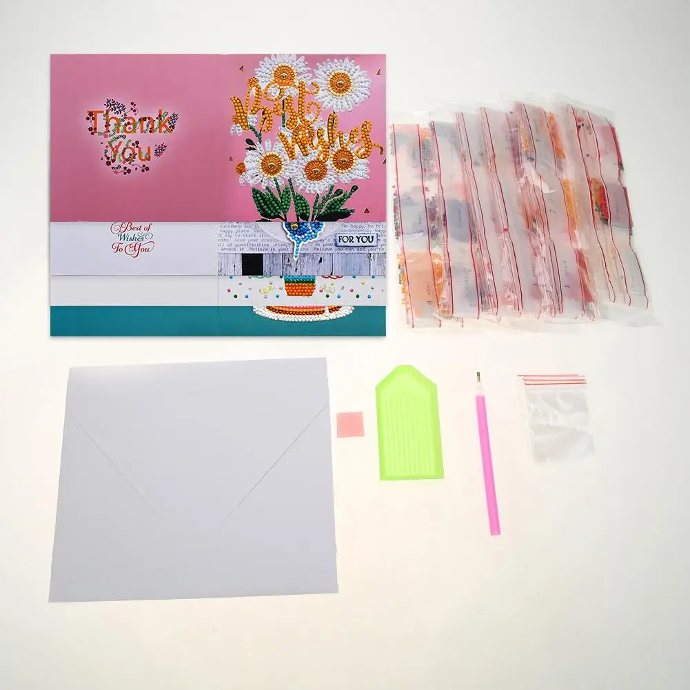 

12pcs/Set Christmas DIY Diamond Painting Greeting Cards 5D Cartoon Birthday Postcards Kids Festival Embroidery Greeting Cards