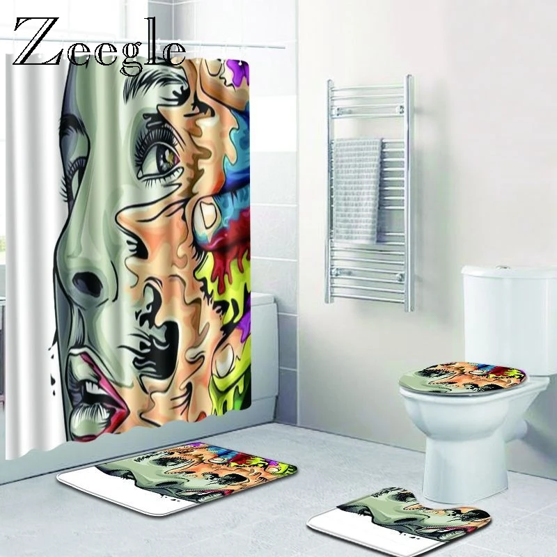 Zeegle креативный коврик для ванной с душевой занавеской набор ковриков крышкой