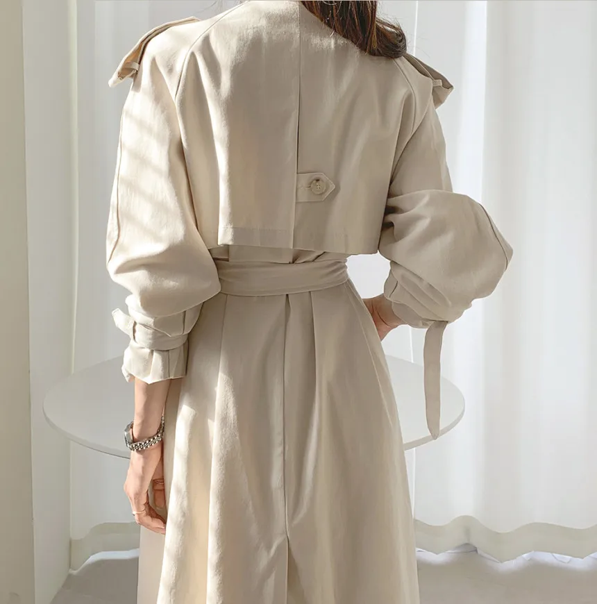

Casual Style New Spring Autumn Long Women Trench Coat Double Breasted with belt Loose Coat Lady Outerwear Fashion 2020