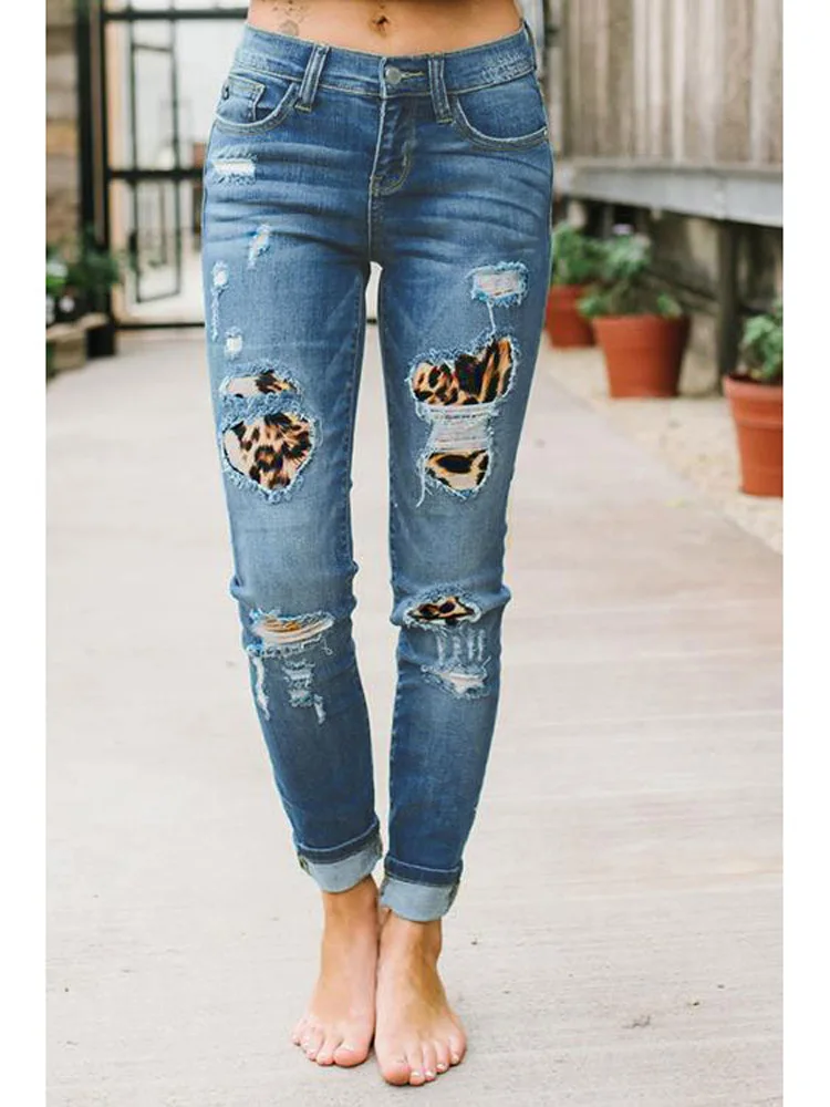 

Women Stretch Ripped Distressed Skinny High Waist Denim Pants Shredded Jeans Trousers Slim Jeggings Laides Spring Autumn Wear